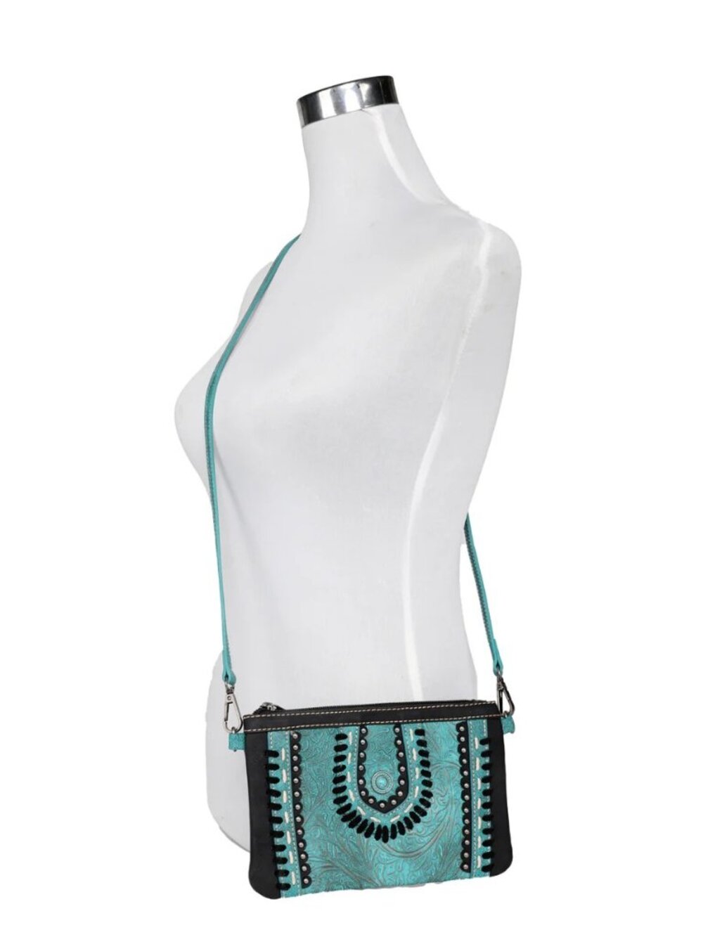 Montana West Embossed Collection Crossbody/Wristlet Black